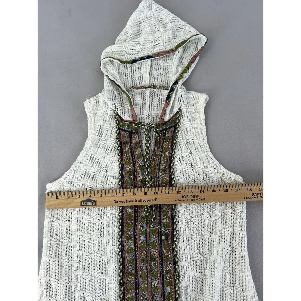 Free People Hooded Tunic‎ Crochet Textured Beach/Coastal/Cowgirl/Boho  Small